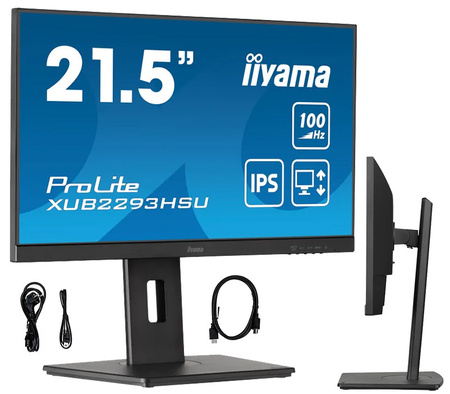 Monitor IPS LED iiyama ProLite XUB2293HSU-B6 22" obrotowy hub USB