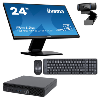 Zestaw Komputer Dell Optiplex 3070 + monitor iiyama ProLite T2454MSC-B1AG 24" + klawiatura z myszą MK220 + kamerka Logitech HD Pro C920