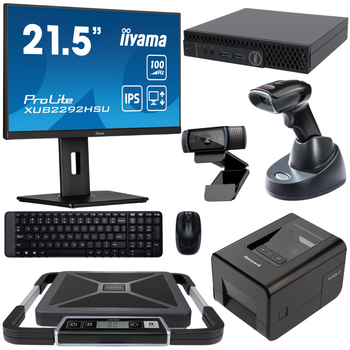 Kompletny zestaw na stanowisko pakowania komputer drukarka skaner waga kamera